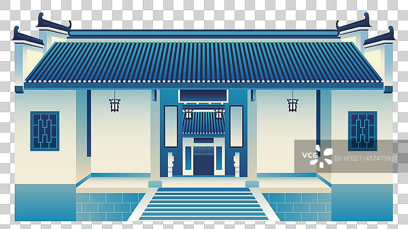 岳麓书院国潮矢量插画图片素材