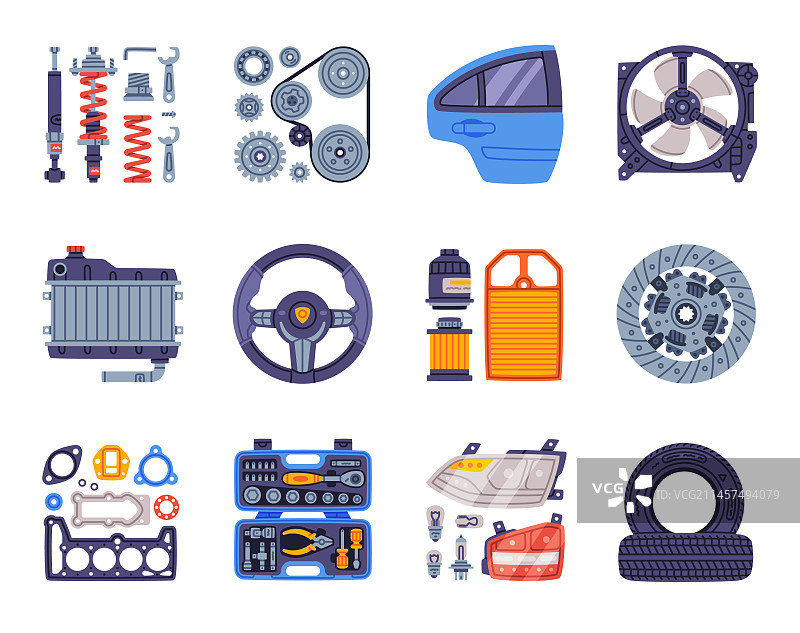 用于汽车维修的汽车零配件和元素图片素材