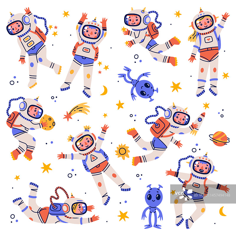 漂浮的宇航员儿童角色图片素材