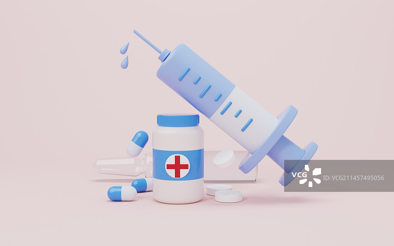 卡通生物制药概念3D渲染图片素材