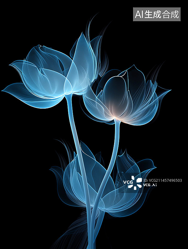 【AI数字艺术】盛开的透明荷花图片素材