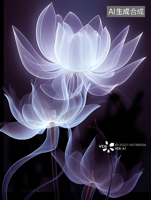 【AI数字艺术】盛开的透明荷花图片素材