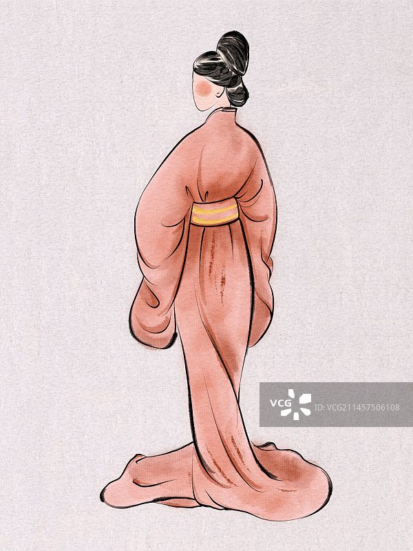 古风水墨人物画，仕女图图片素材