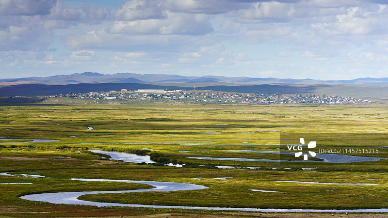 呼伦贝尔186彩带河的光和影图片素材