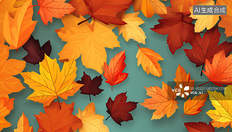 【AI数字艺术】一堆秋天的落叶图片素材