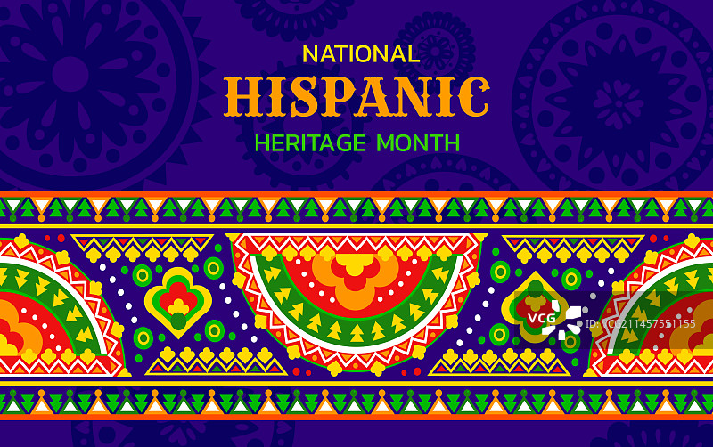 带有花卉图案的西班牙裔传统月banner图片素材