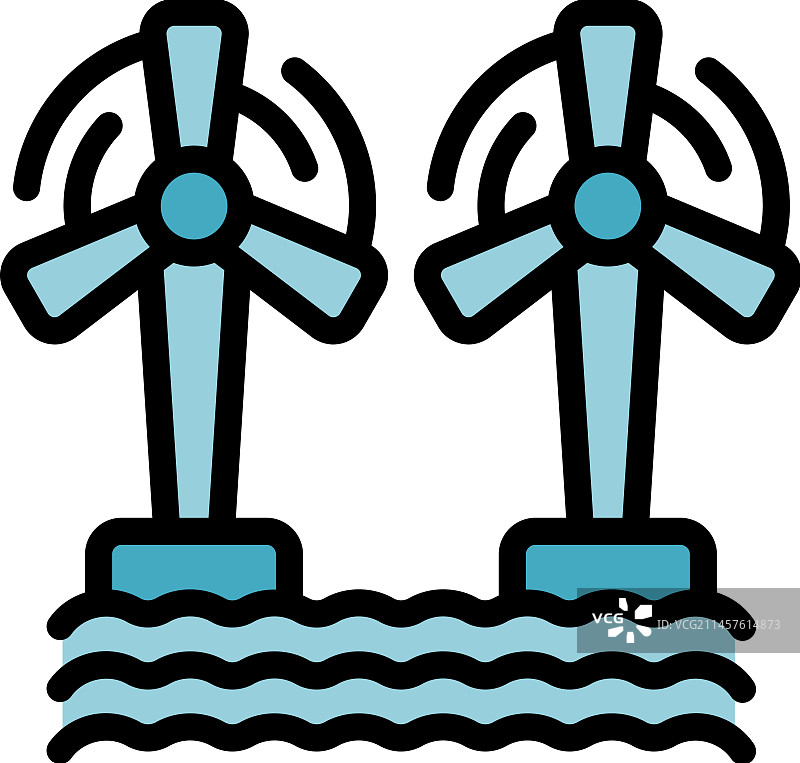 海 turbine 图标扁平风格图片素材