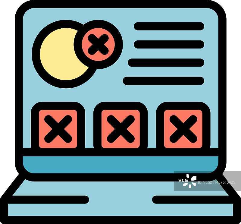 笔记本电脑删除媒体图标（扁平风格）图片素材
