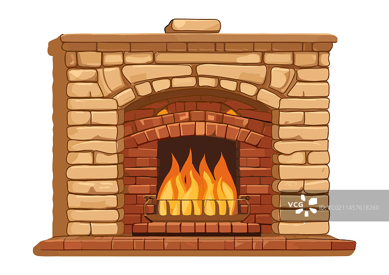 彩色砖砌壁炉图片素材