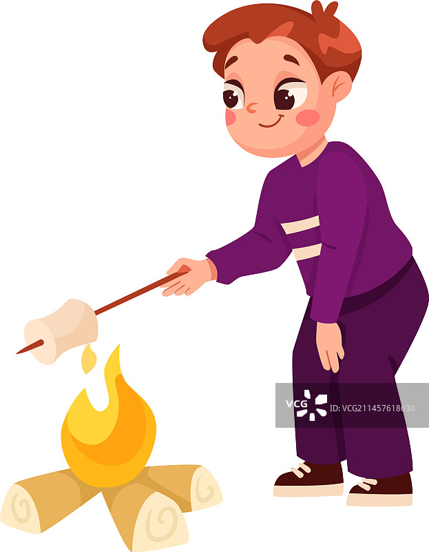 儿童在篝火附近处于危险境地图片素材