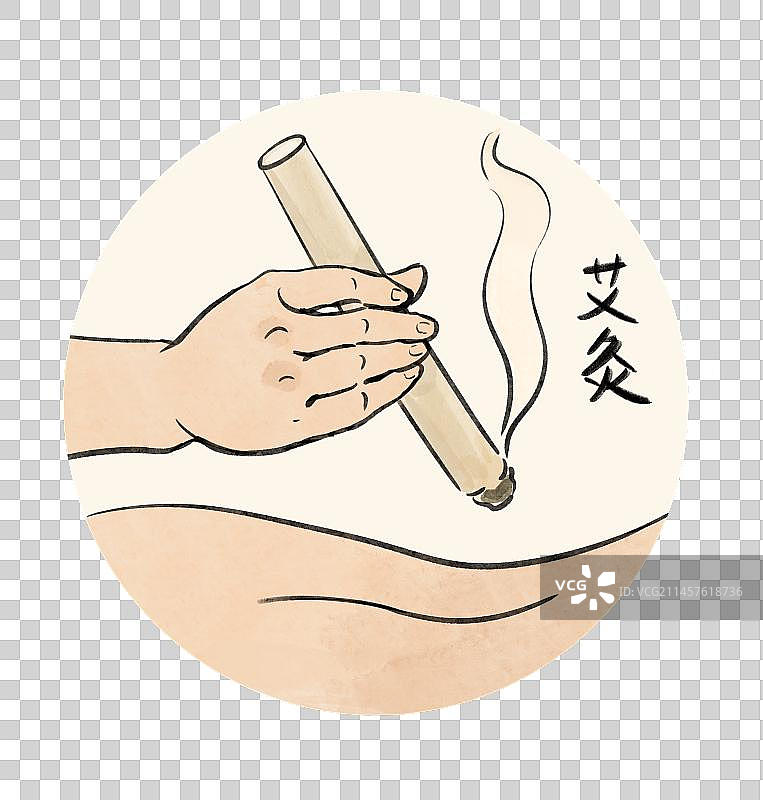 中医理疗艾灸插画元素图片素材