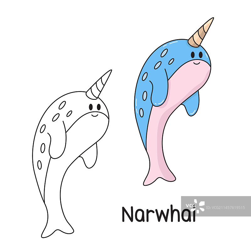 66-08-31着色书-独角鲸图片素材