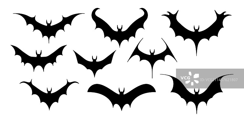 孤立的黑色蝙蝠剪影图片素材