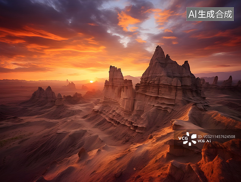 【AI数字艺术】月历设计:戈壁上的喀斯特地貌图片素材