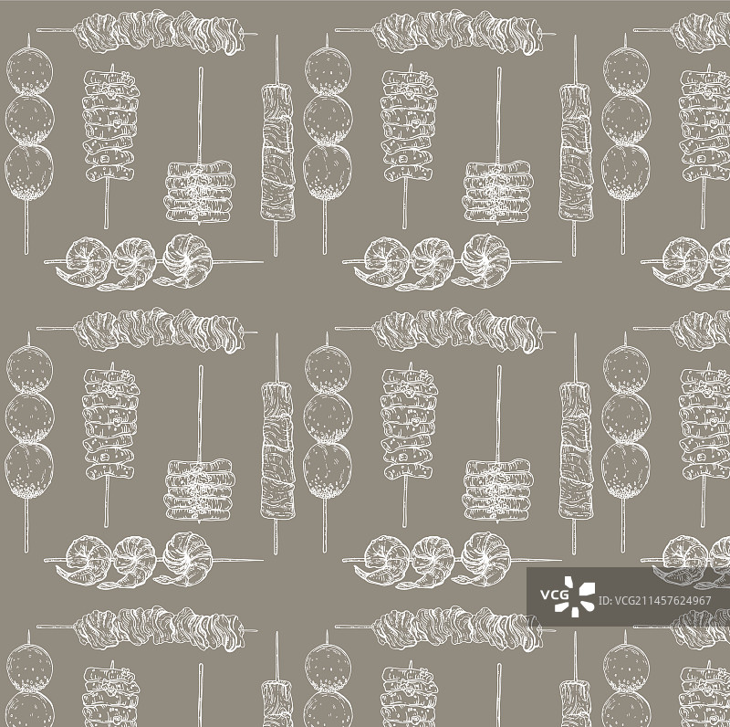 韩式料理烤鸡肉串套餐图片素材