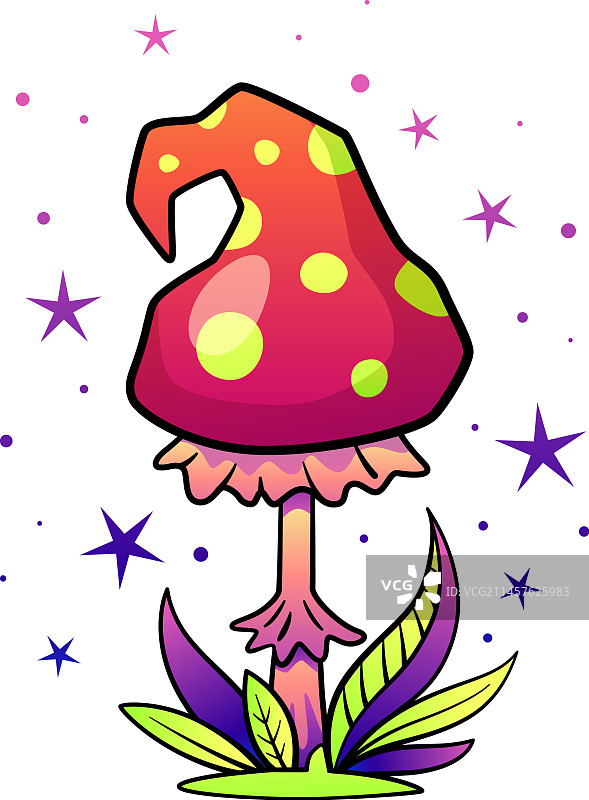 卡通毒蘑菇红帽伞菌图片素材