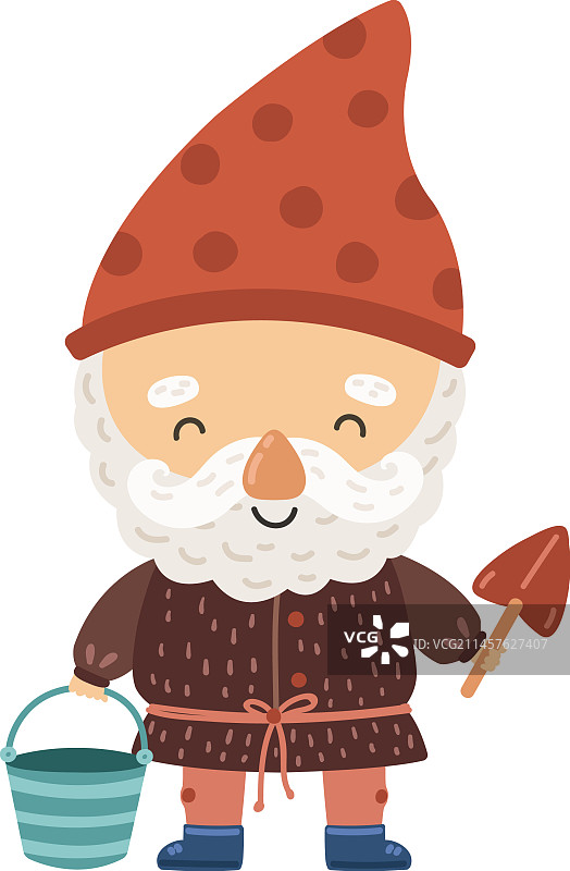 可爱的小矮人园丁与铲子图片素材