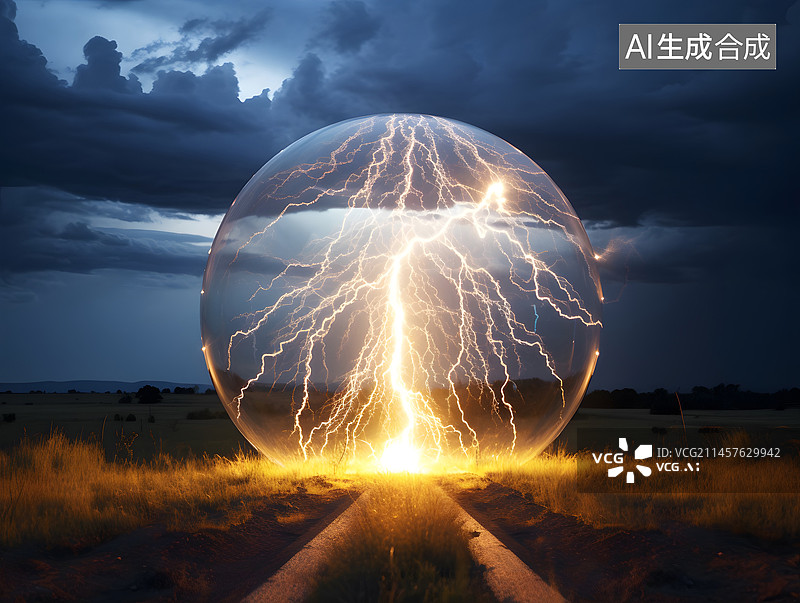【AI数字艺术】球形闪电图片素材