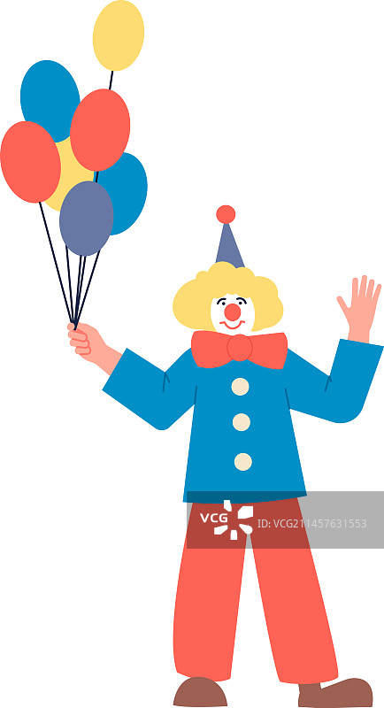 拿着彩色气球的滑稽小丑图片素材