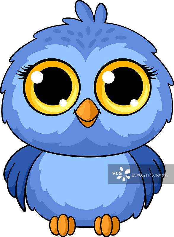卡通蓝鸟趣味猫头鹰吉祥物图片素材