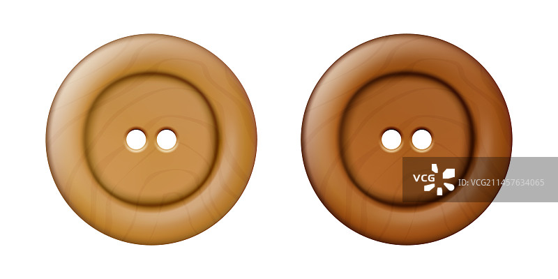 3D逼真的木质服装纽扣图标图片素材