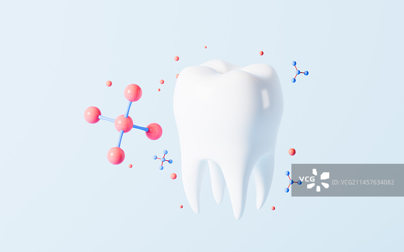 牙齿与分子结构3D渲染图片素材