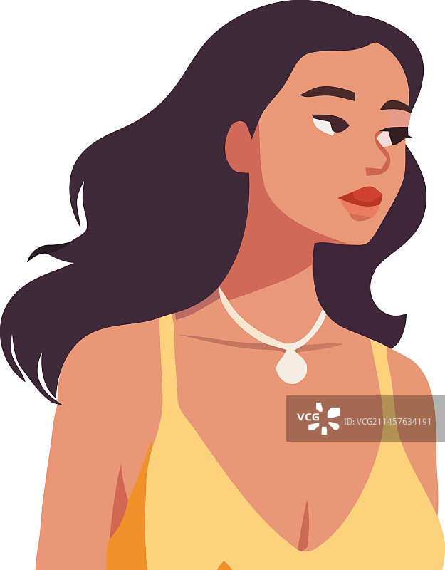 身穿夏装的年轻女子，面带微笑图片素材