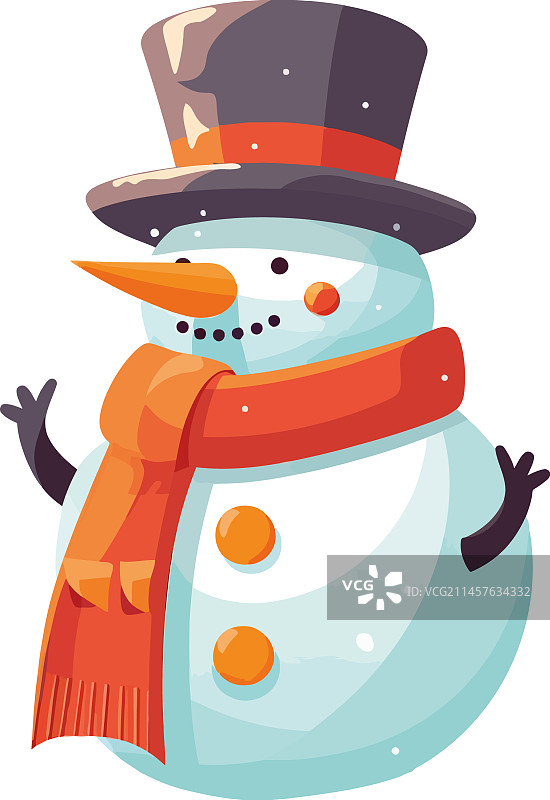 戴着高帽的微笑雪人图片素材