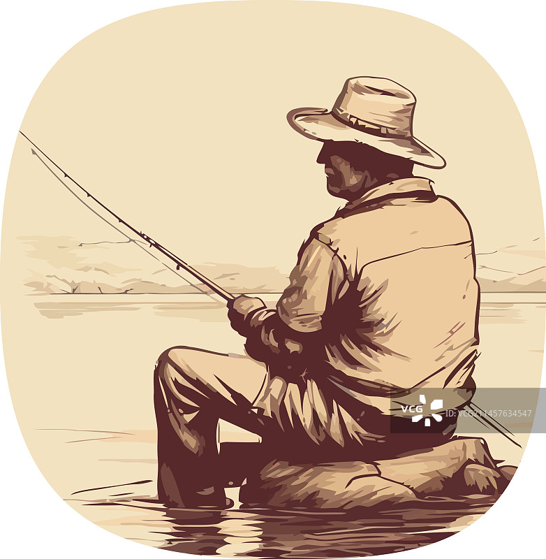 男人拿着钓鱼竿图片素材