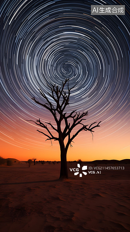 【AI数字艺术】月历设计：沙漠星空图片素材