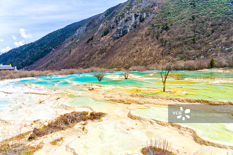 中国四川省黄龙自然风景区五彩池图片素材