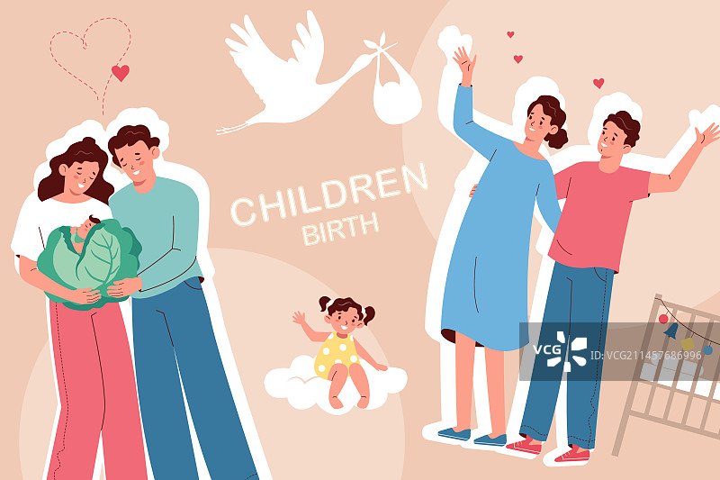 儿童出生拼贴画图片素材