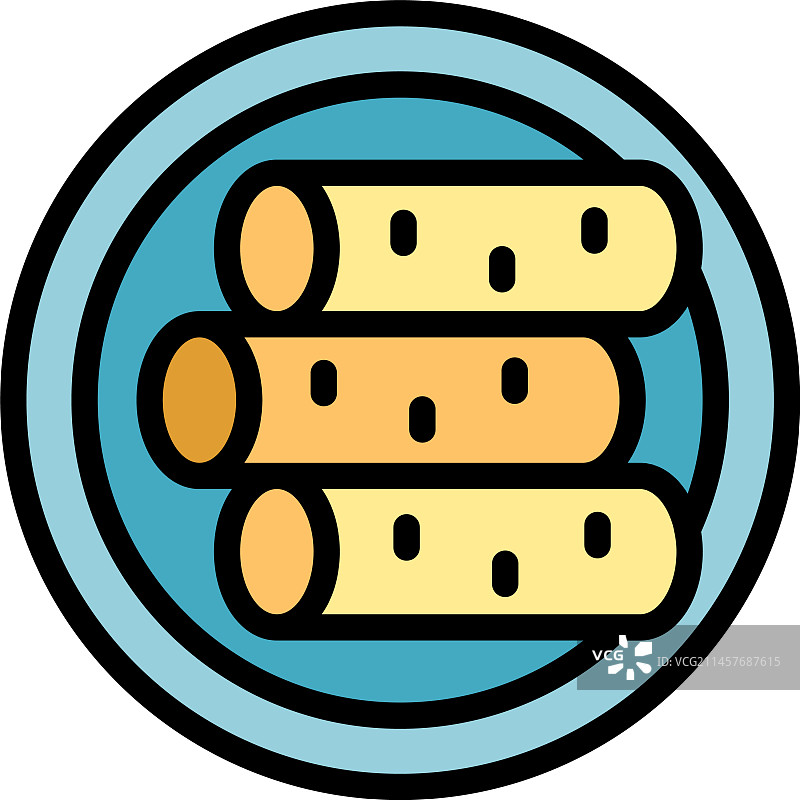 春卷盘子图标（扁平风格）图片素材