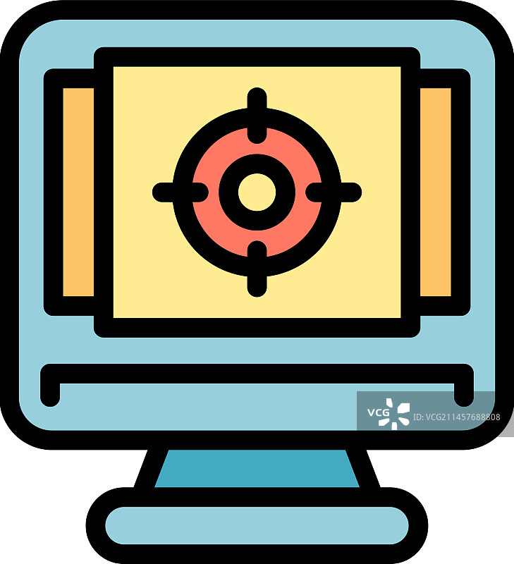 显示器目标图标（扁平风格）图片素材