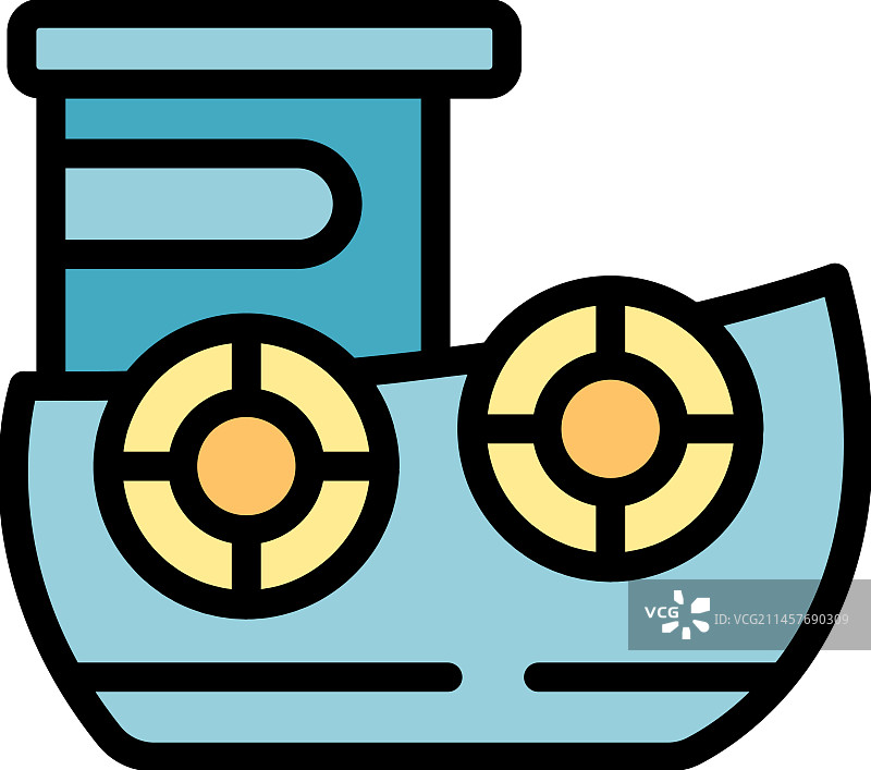 救援船图标（扁平风格）图片素材