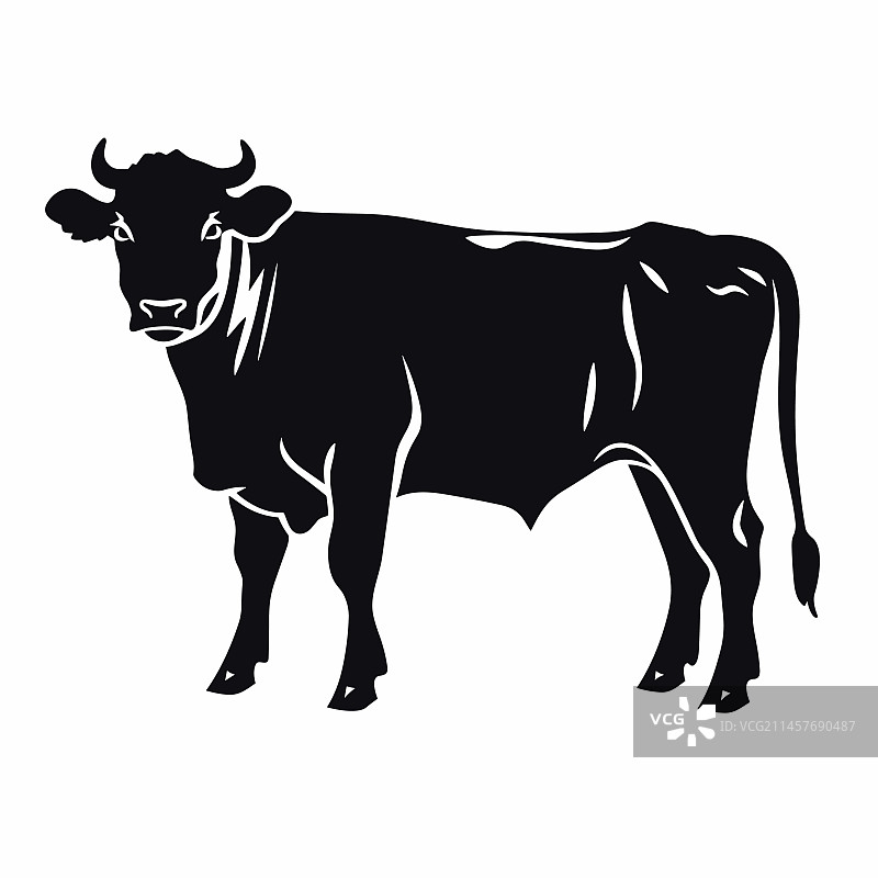 白色背景上的黑色公牛图标图片素材