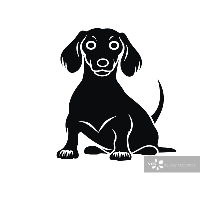白色背景上的黑色腊肠犬图标图片素材