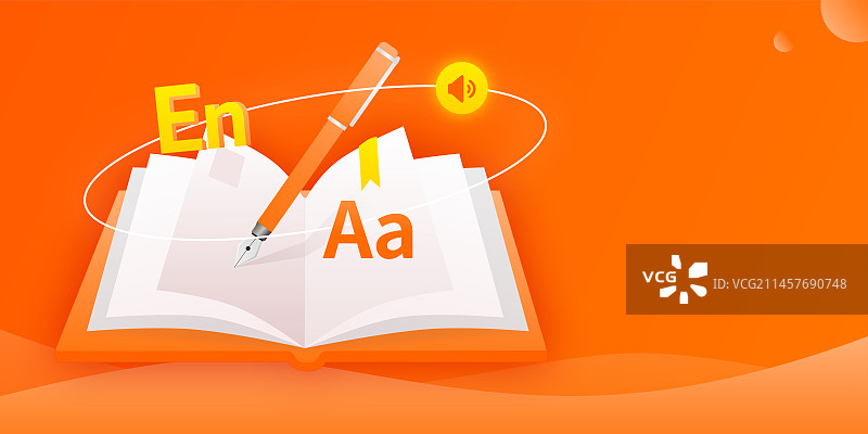 英语教育培训横版插画图片素材