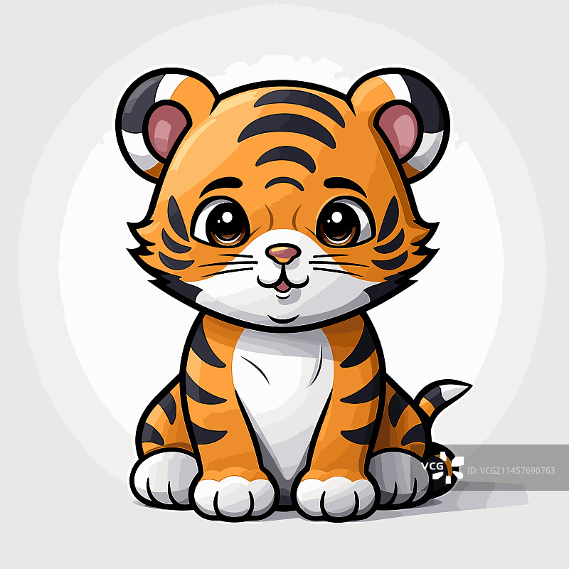 可爱手绘漫画涂鸦风格老虎图片素材