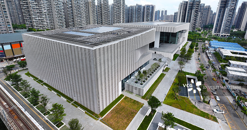 广东省深圳市龙华区红山6979商业中心深圳美术馆新馆航拍图片素材