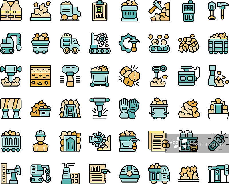 煤炭开采图标扁平化设计图片素材