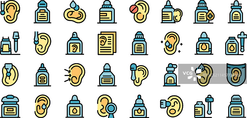 滴耳液图标扁平风格合集图片素材