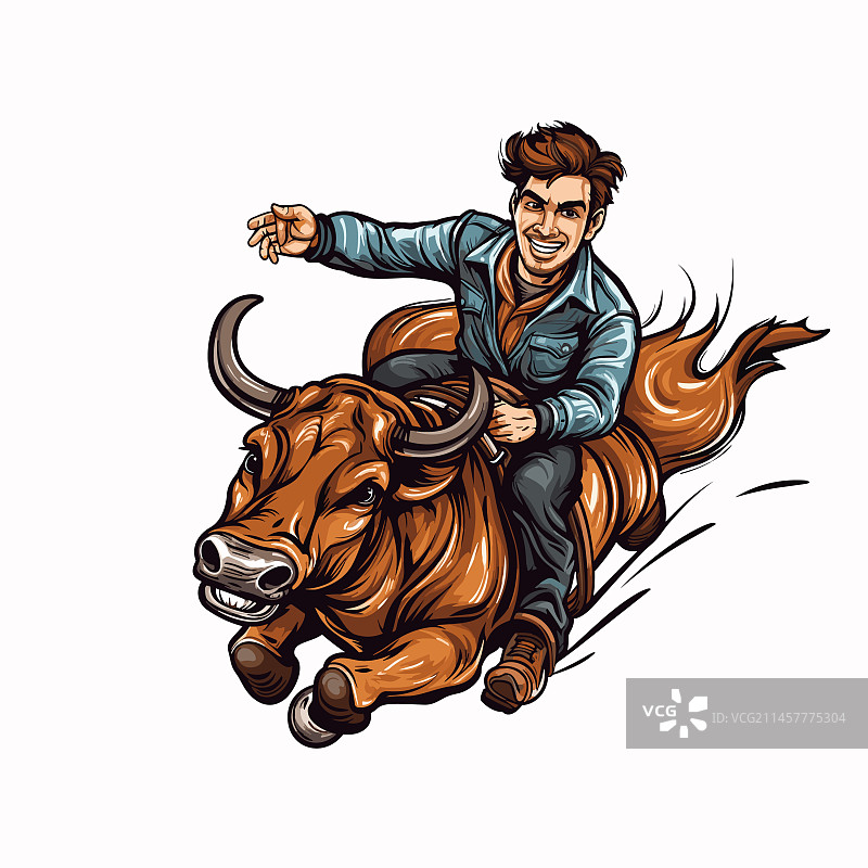 牛仔骑公牛竞技表演图片素材