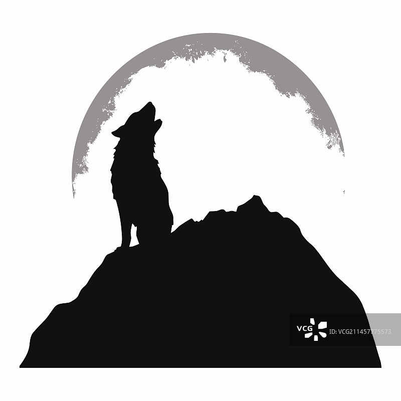 白色背景上的狼黑色图标图片素材