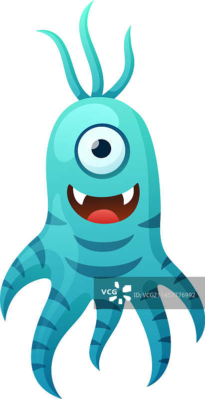 有趣的蓝色怪物卡通外星生物图片素材