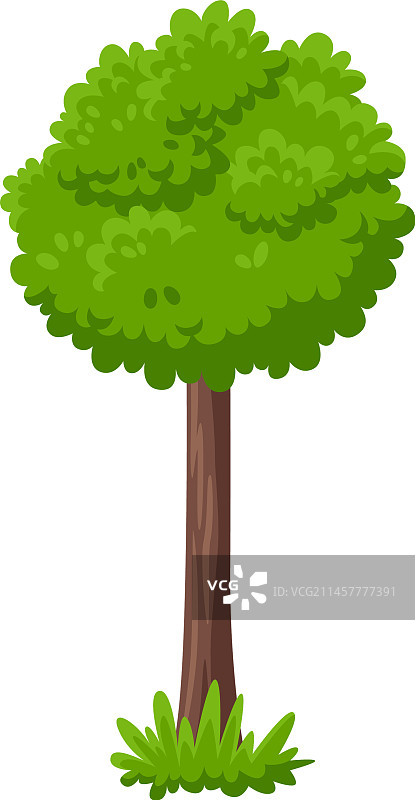 绿色卡通树木林地自然风光图片素材