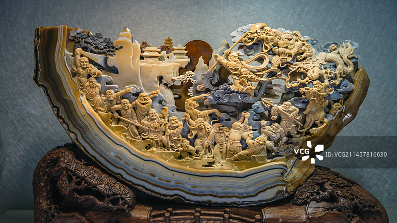 辽宁省阜新市精美的玛瑙工艺品：大闹天宫图片素材