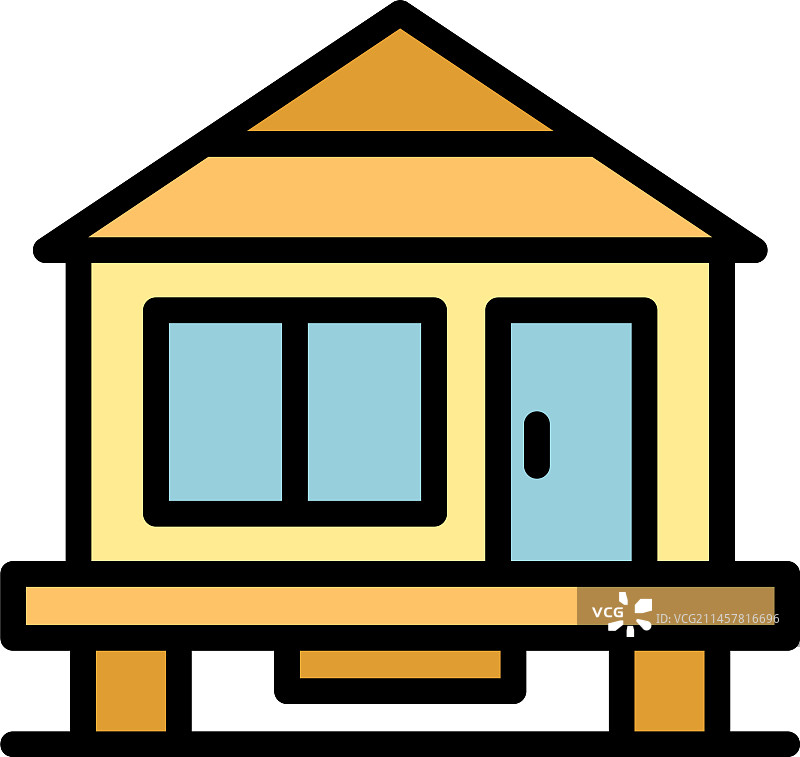 森林小屋图标（扁平风格）图片素材