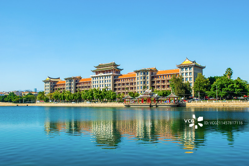 厦门 集美 厦门风光 集美学村 集美中学 道南楼 龙舟池 福建厦门 闽南风格 闽南建筑 地标 标志性图片素材