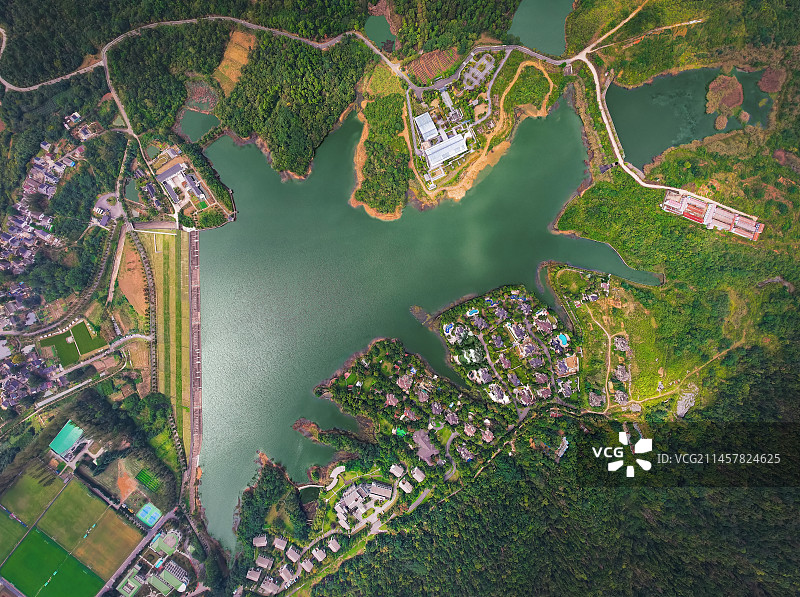 航拍南京横山水库图片素材